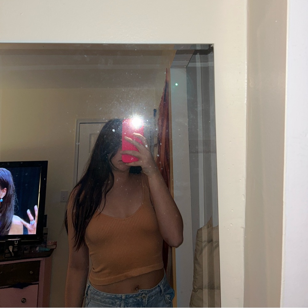 Orange ribbed tank top